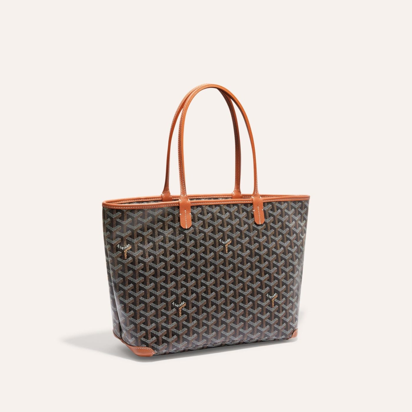 Goyard Goyardine Artois Tote PM Black Canvas & Brown Chevroches Calfskin Palladium Hardware - Image 2